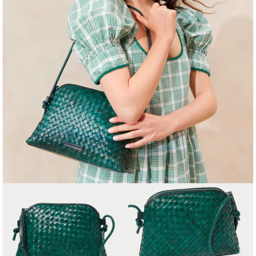Loeffler Randall Green Crossbody Bag with Leather Material and Dome Shape